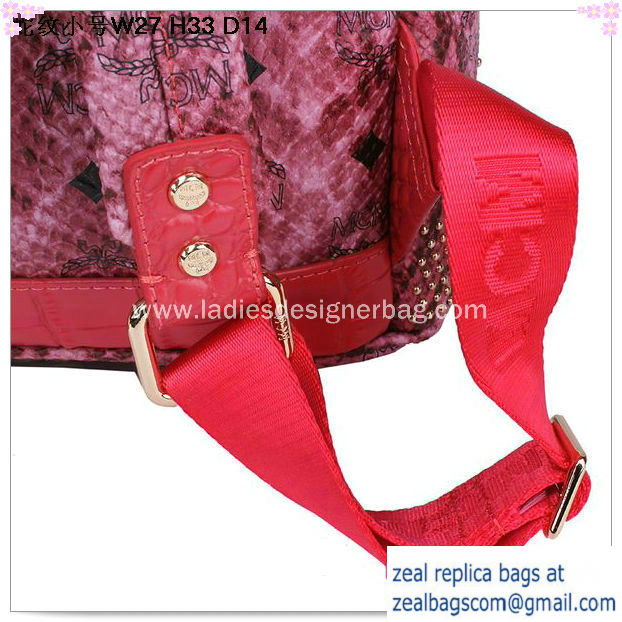 High Quality Replica MCM Armour Small Backpack Snake Leather MC2095S Rose - Click Image to Close